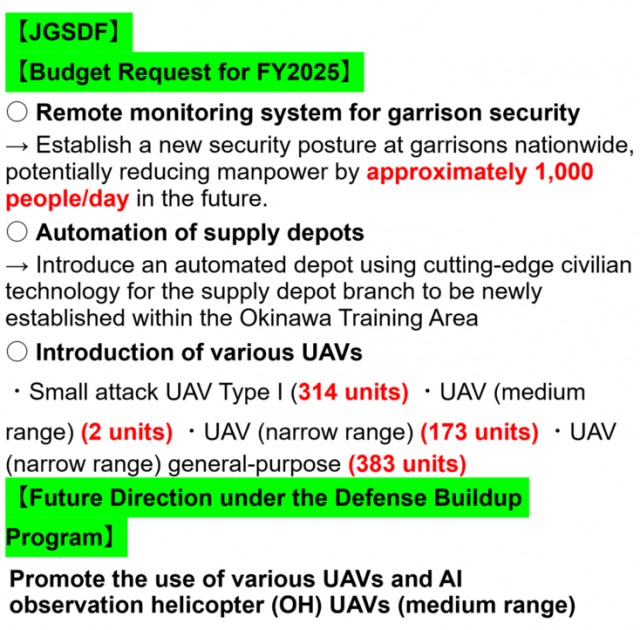 JMOD procurement plans for unmanned systems to reduce required personnel 