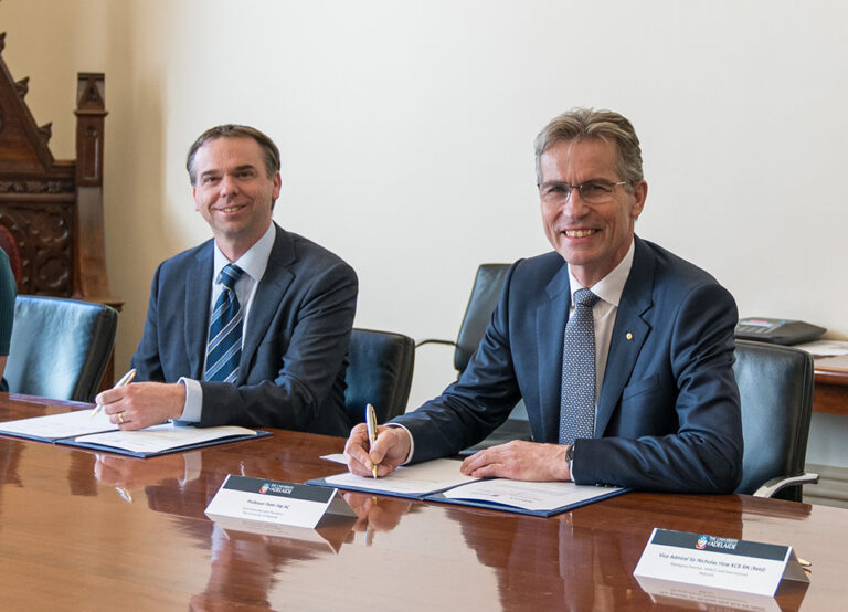 Babcock Australasia CEO, Andrew Cridland and Vice-Chancellor and President, Professor Peter Høj AC, University of Adelaide